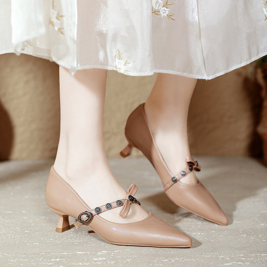 Damen elegante Mary Jane Pumps mit dekorativem Riemen R&B