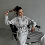 Damen nan zweiteiliges Cropped Hoodie-Set mit weitem Bundhose-Schnitt und tailliertem Reißverschluss R&B