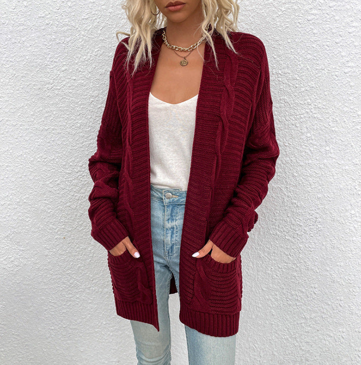 Damen Grober Strickcardigan mit offenem Schnitt und praktischen Taschen R&B