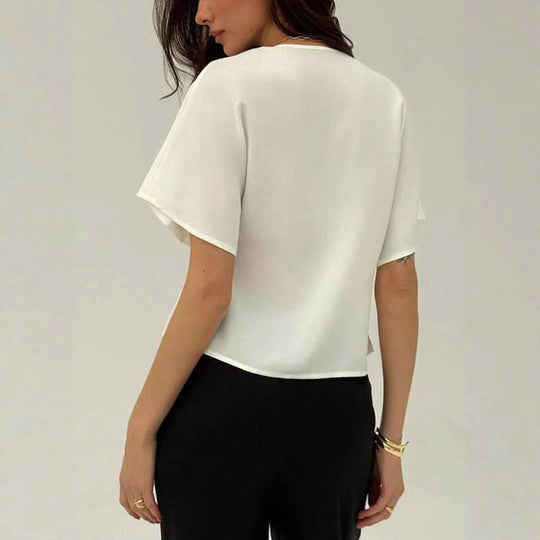 Damen Lockere Bluse mit umschlagbaren Ärmeln R&B