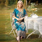Damen Maxikleid mit elegantem floralem Muster und V-Ausschnitt R&B