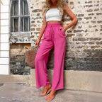 Damen Elegante Freizeit-Hosen mit elastischem Bund und seitlichen Taschen R&B