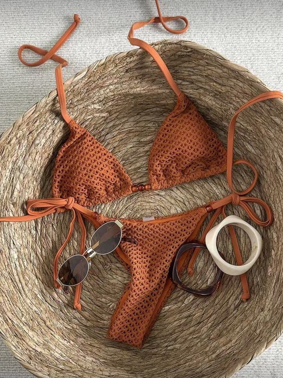 Damen Netz-Bikini mit verstellbaren Trägern R&B