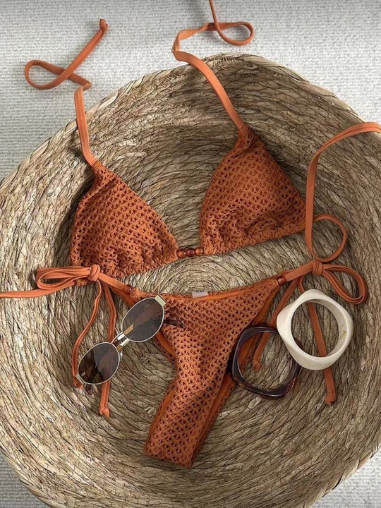 Damen Netz-Bikini mit verstellbaren Trägern R&B