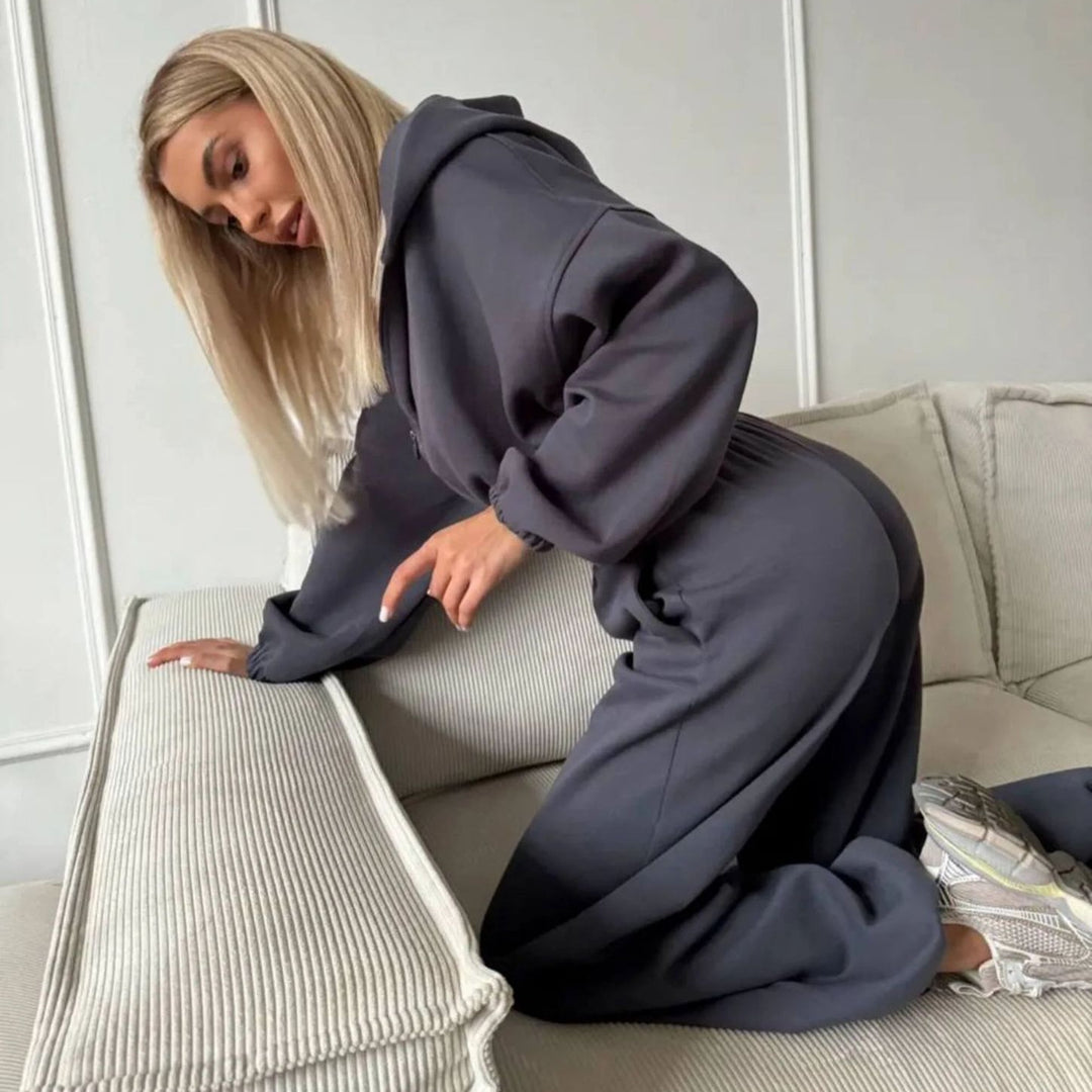Damen lässiges Lounge-Set mit Hoodie und weiten Hosen R&B