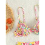 Damen Hochgeschnittener Bikini mit floralem Muster und schmalen Trägern R&B