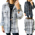 Damen Karierte Overshirt-Jacke mit Taschen und lässigem Schnitt R&B
