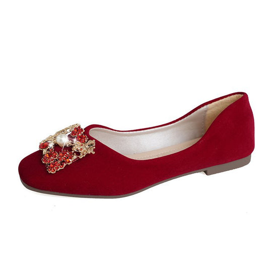Damen elegante Ballerinas mit funkelndem Schleifen-Design und edlen Strassverzierungen R&B