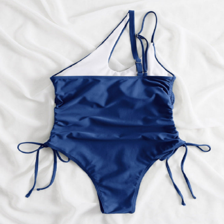 Damen Einteiler Badeanzug mit raffiniertem Wickeldetail und verstellbaren Trägern