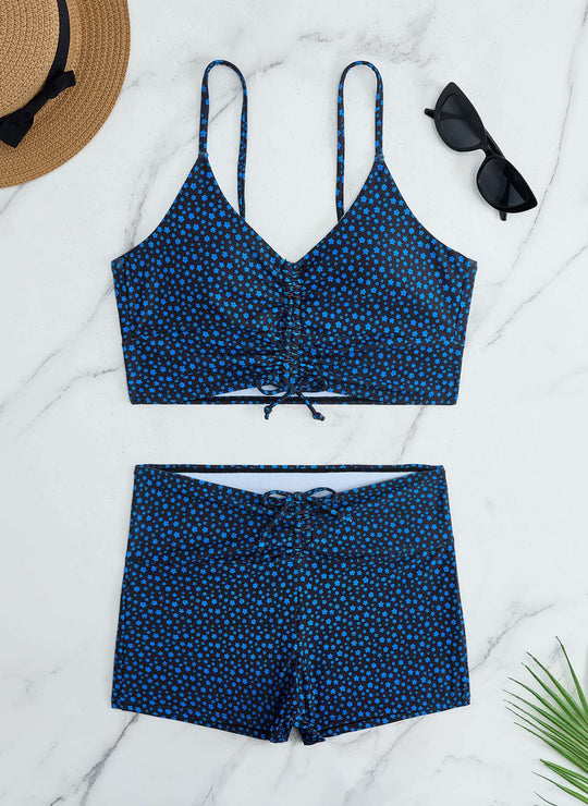 Damen Bikini mit floralem Rüschendesign und verstellbaren Trägern R&B
