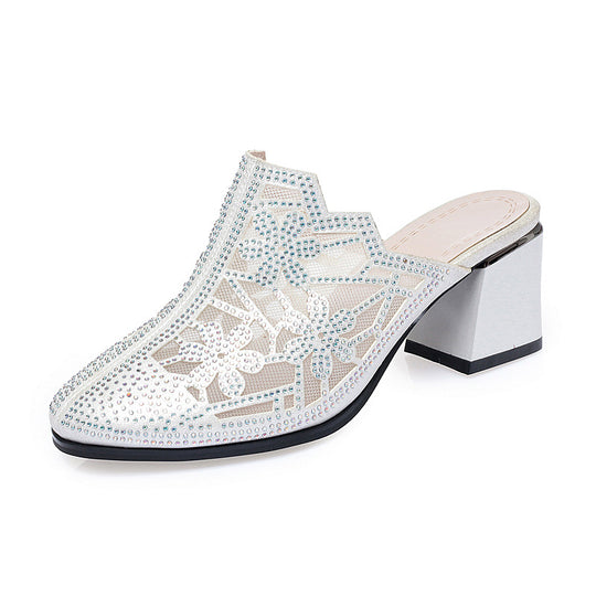 Damen Elegante und luftige Mules mit schimmerndem Strassdetail R&B