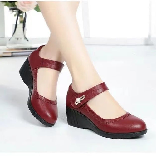 Damen elegante Mary Jane Wedges mit verstellbarem Riemen und dekorativem Detail R&B