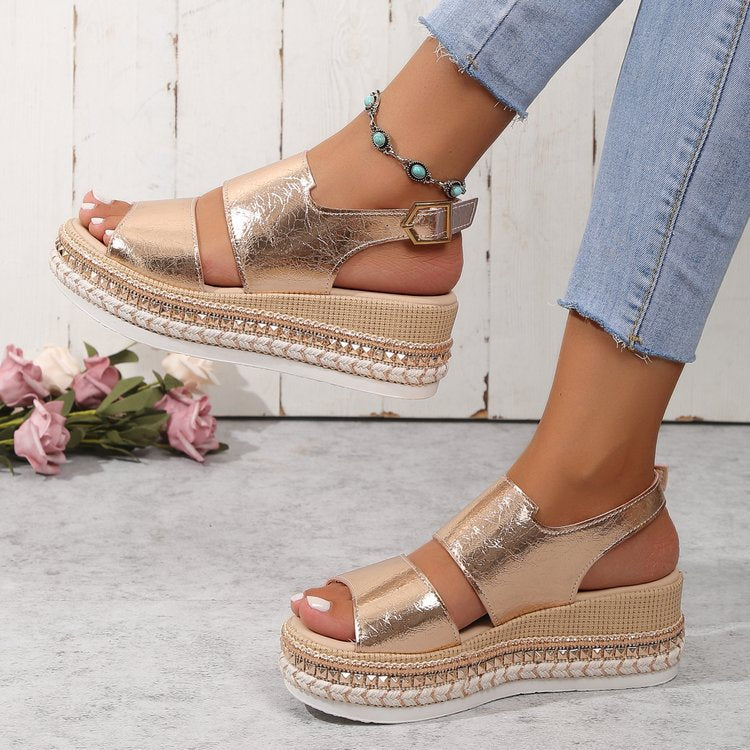 Damen Glitzernde Plateau-Sandalen R&B