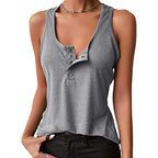 Damen Sportliches Trägershirt mit Knopfleiste R&B