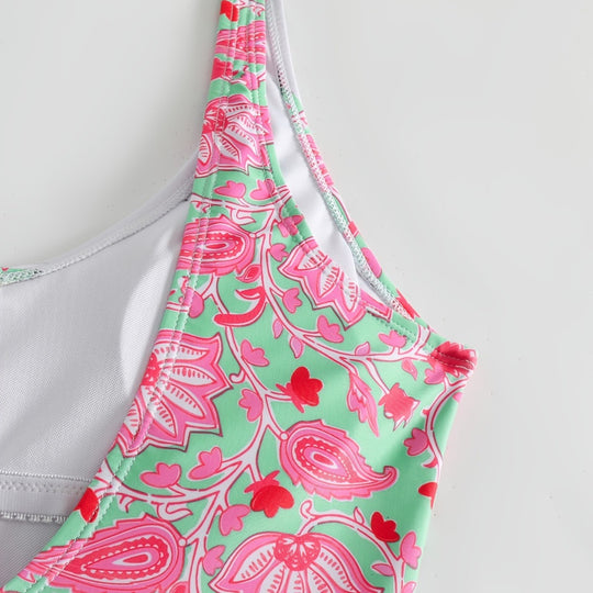 Damen Einteiliger Badeanzug mit floralem Design und modischen Trägern R&B