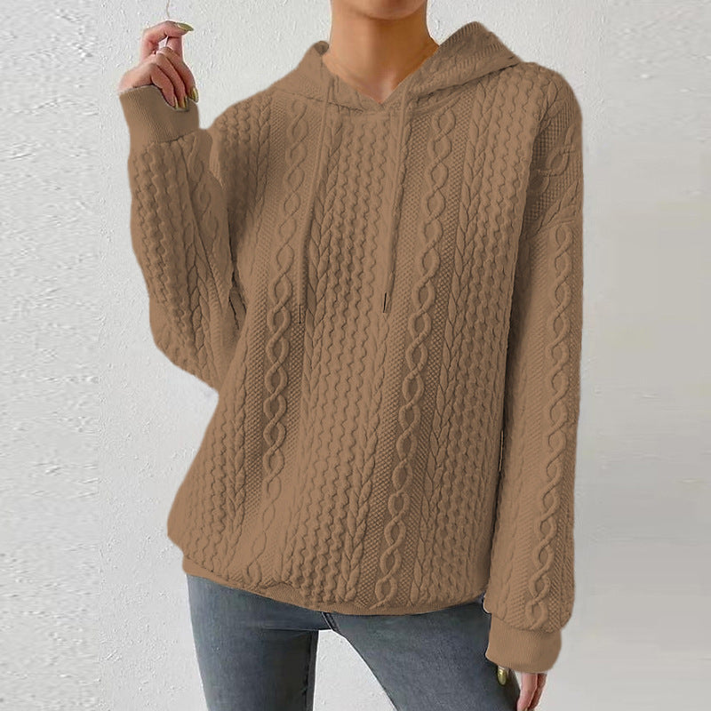 Damen Kapuzenpullover mit Kordelzug und strukturiertem Muster R&B