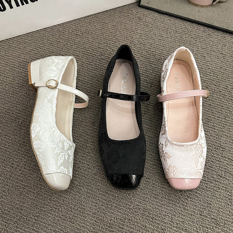 Damen Ballerinas mit zierlichem Riemen und floralem Design R&B