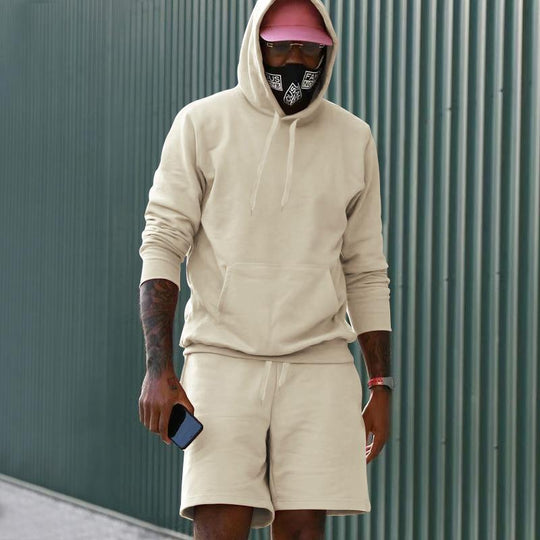 R&B Herren Hoodie-Shorts-Set mit Kängurutasche