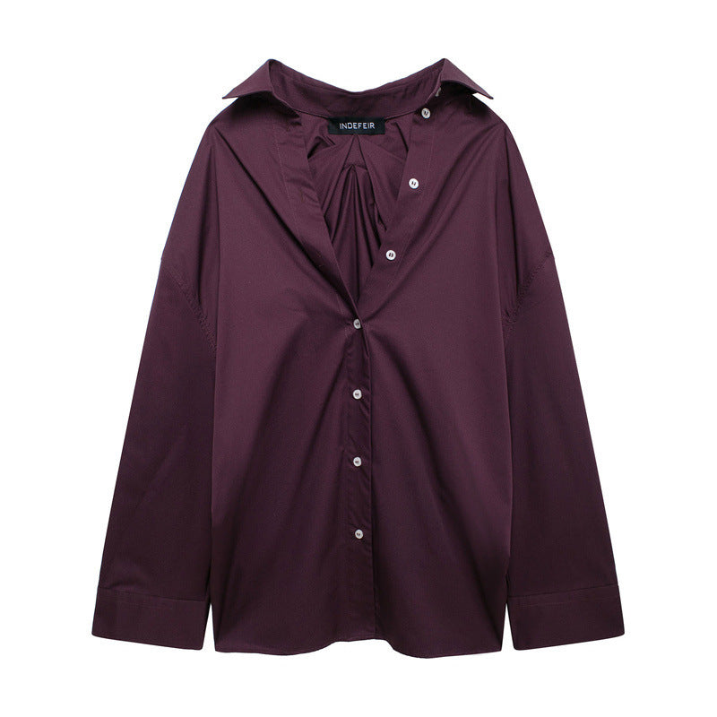 Damen vielseitige Bluse mit lässigem Schnitt und besonderem Falten-Design R&B