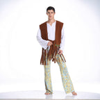 Herren Kostüm im Wildwest-Stil mit fransigem Weste und bunten Hosendetails R&B