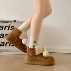 Damen Kuschelige Winterstiefel mit flauschigem Innenfutter und dekorativem Pompon R&B