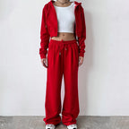 Damen Cropped Hoodie und entspannte Jogginghose Set R&B