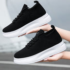 Damen nan elastischer Strick-Slip-on Sneaker mit viskoelastischer Fußbett-Einlage und dämpfender Plateau-Laufsohle R&B