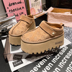 Damen Plattform Clogs mit dekorativem Reliefdesign und verstellbarem Riemen R&B
