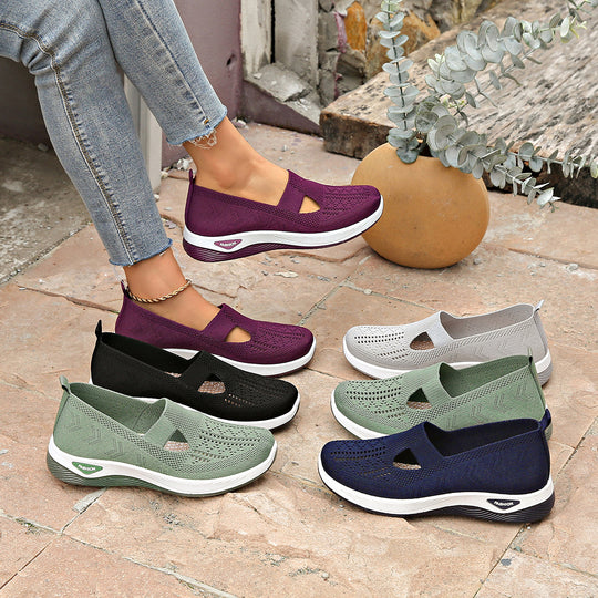 Damen Bequeme Slip-On Sneakers mit atmungsaktiver Netzstruktur R&B
