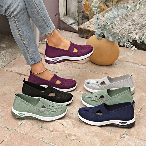 Damen Bequeme Slip-On Sneakers mit atmungsaktiver Netzstruktur R&B