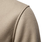 Herren nan Waffelstruktur-Henley-Pullover mit kurzem Druckknopfverschluss und Rippbündchen R&B