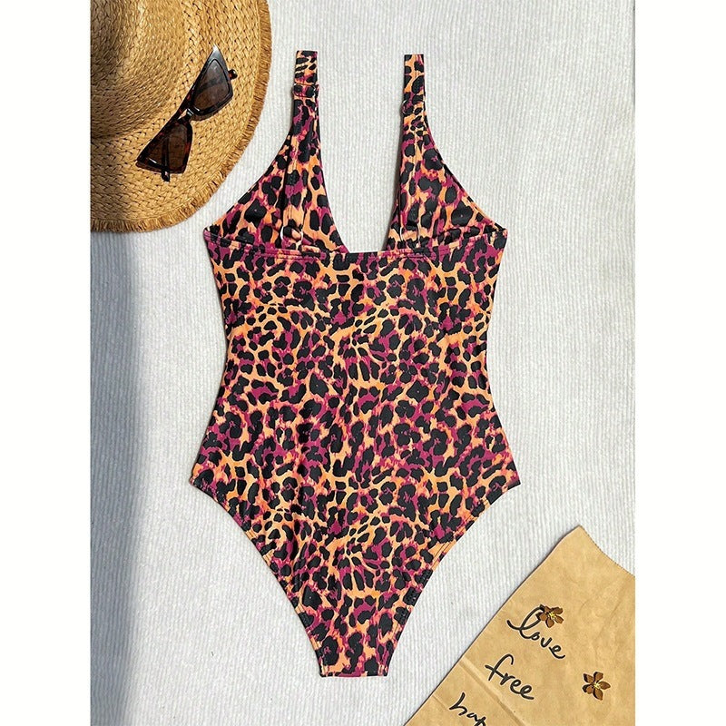 Damen Einteiler Badeanzug mit animalischen Mustern und elegantem Schnitt R&B