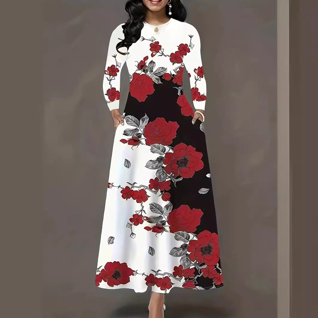 Damen Maxikleid mit floralem Design und praktischen Taschen R&B