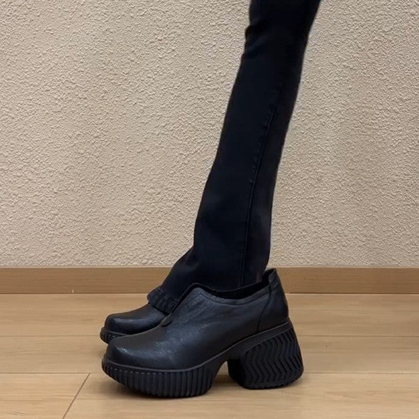 Damen Chunky Platform Clogs mit strukturiertem Absatz