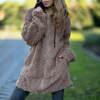 Damen kuschelige Fleecejacke mit Kapuze R&B