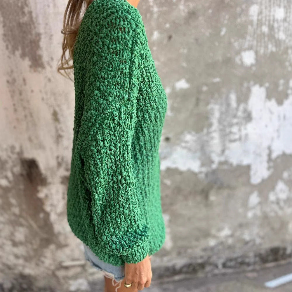 Damen Strickpullover mit V-Ausschnitt und lässigem Schnitt R&B