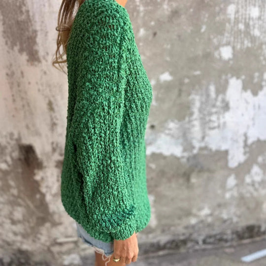 Damen Strickpullover mit V-Ausschnitt und lässigem Schnitt R&B