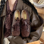 Damen sportliche Schnürschuhe aus Veloursleder mit rutschfester Sohle R&B