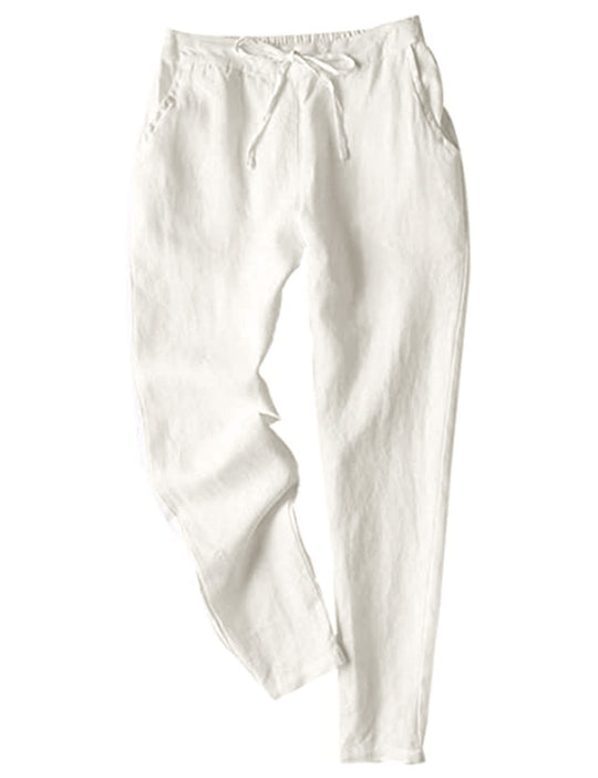 Damen Leichte Chinohose aus atmungsaktivem Leinenmix mit verstellbarem Bund R&B