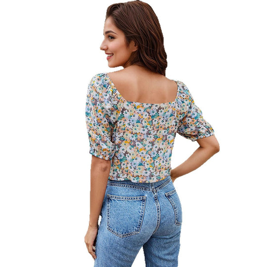 Damen Bluse mit floralem Design und gerafftem Detail R&B