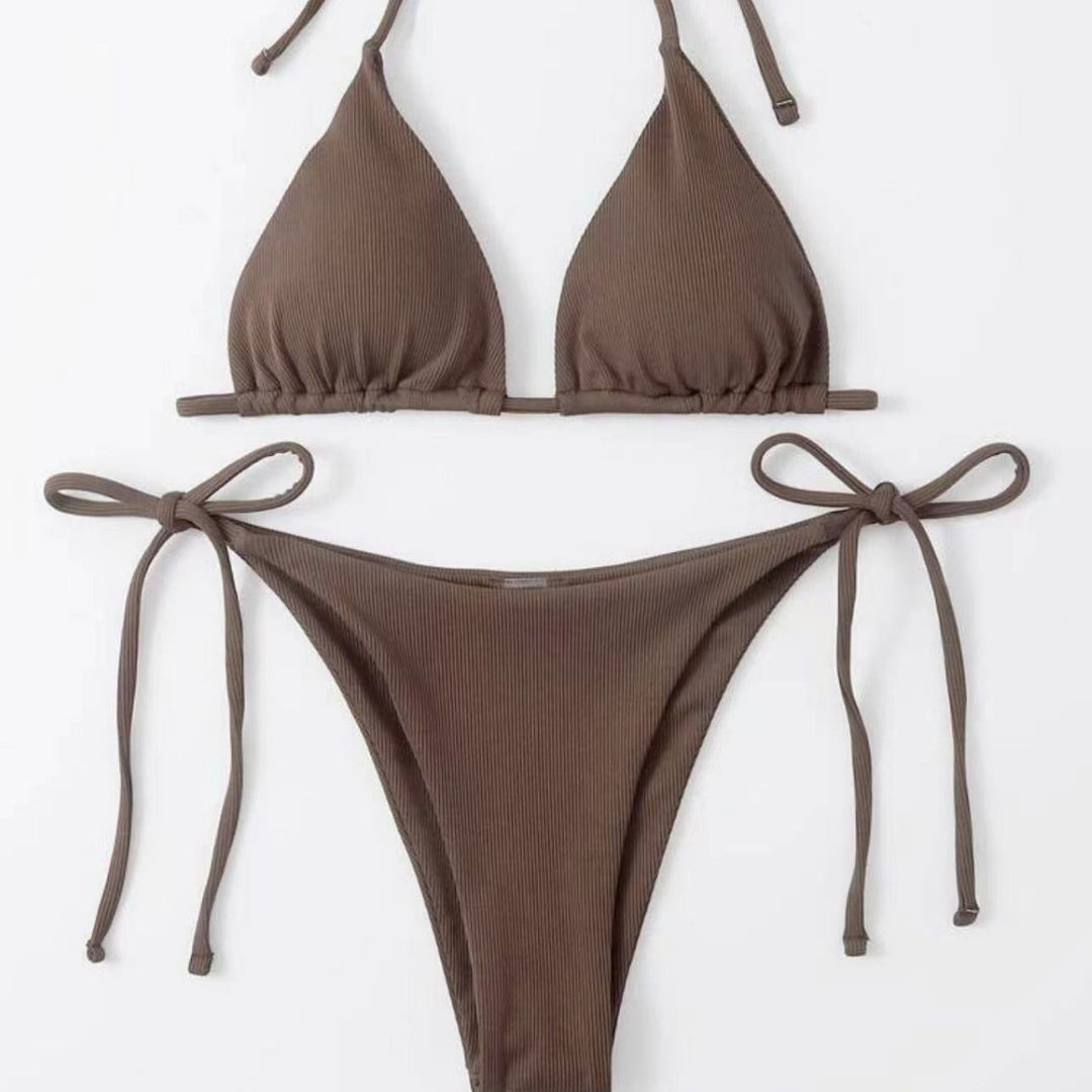Damen Triangel-Bikini mit seitlichem Knoten und verstellbaren Trägern R&B