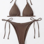 Damen Triangel-Bikini mit seitlichem Knoten und verstellbaren Trägern R&B