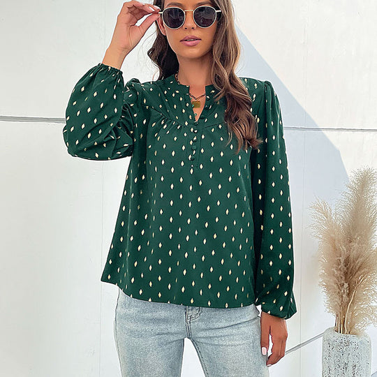 Damen elegante Bluse mit geschlagenen Ärmel R&B