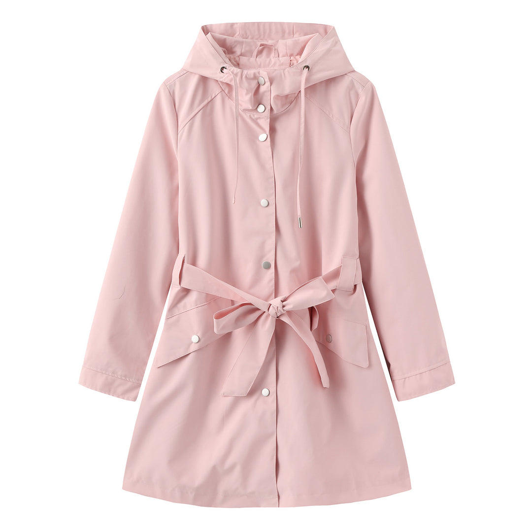 Damen modische Outdoorjacke mit Gürtel und Kapuze R&B