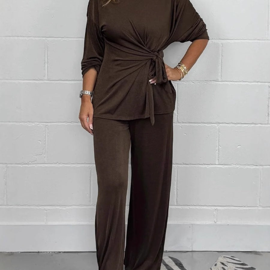 Damen lässiges Lounge-Set mit Knoten-Detail und weitem Schnitt R&B