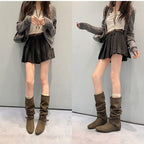 Damen Elegante Overknee-Stiefel mit modischem Schnallen-Detail und weichem Wildleder R&B