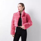 Damen modische kurze Kunstpelzjacke R&B