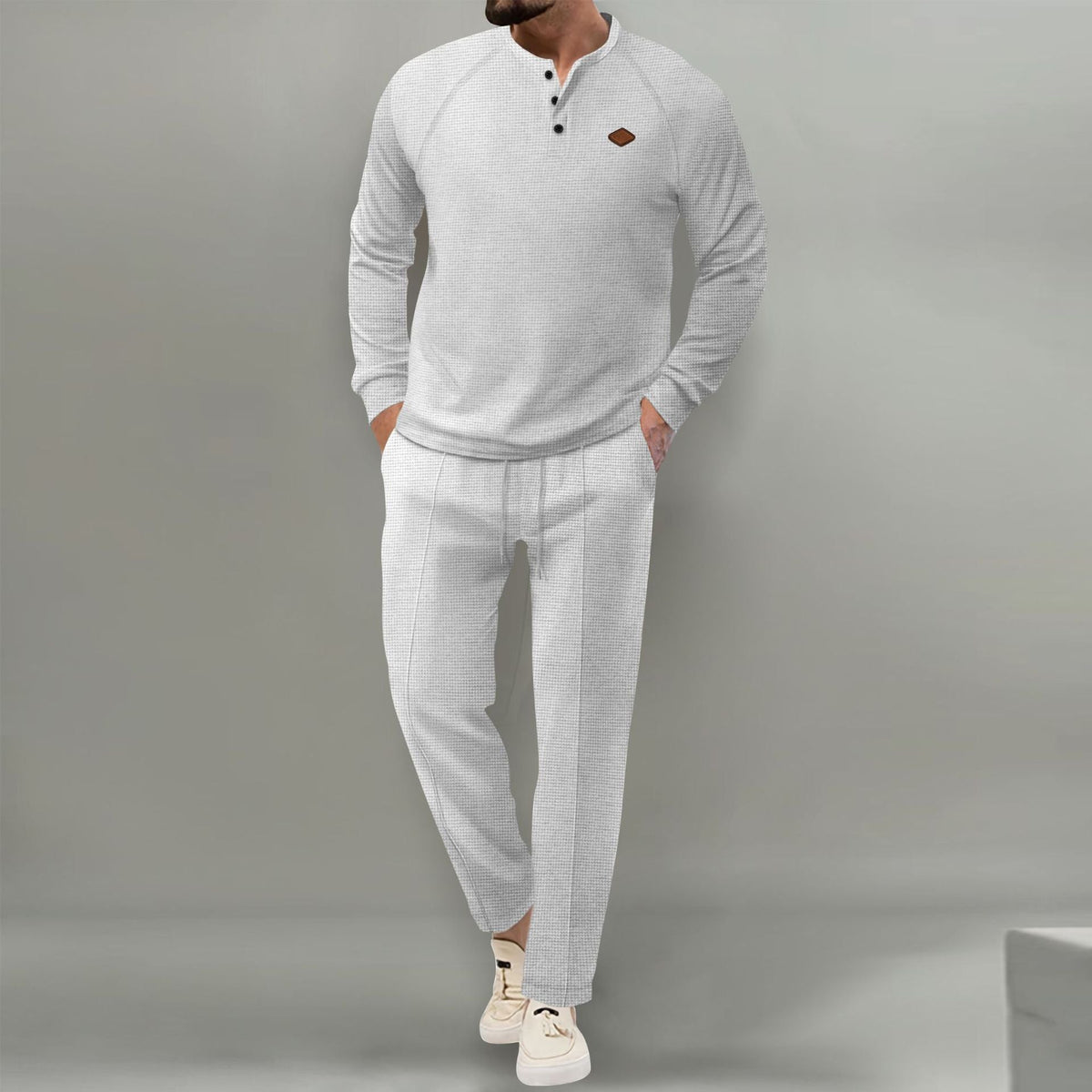 Herren hochwertiger Freizeitanzug mit Knopfleiste und eleganten Taschen R&B