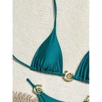 Damen Triangel-Bikini mit Goldakzenten R&B
