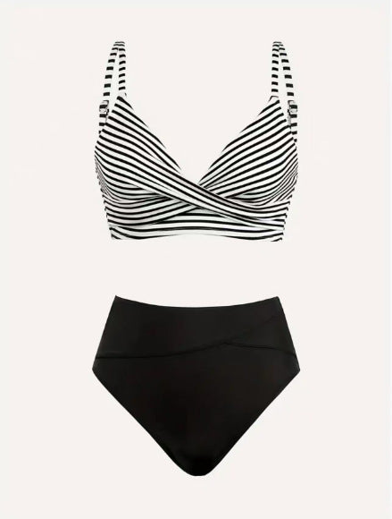 Damen Hochgeschnittenes Bikini-Set mit Wickel-Oberteil R&B